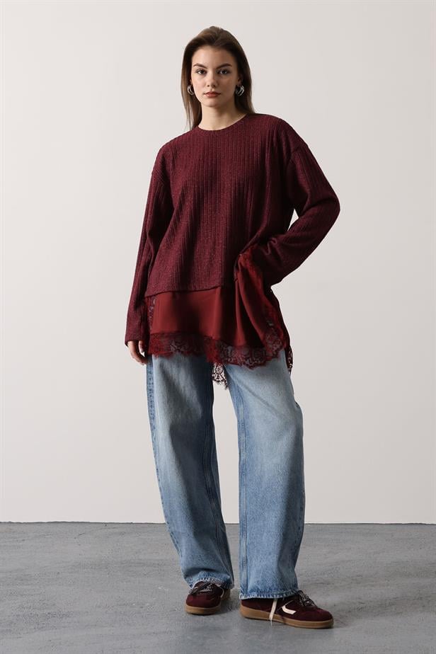 RYN ASYMMETRIC LACE BLOUSE - Purple - Toretsk