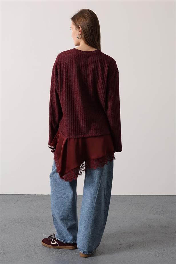 RYN ASYMMETRIC LACE BLOUSE - Purple - Toretsk