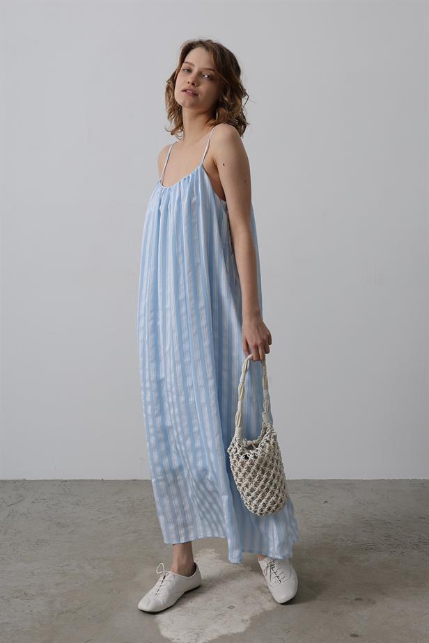 RYN Hanging Line Pattern Dress - Baby Blue - Huizen