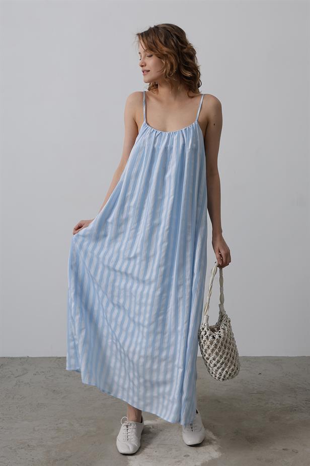 RYN Hanging Line Pattern Dress - Baby Blue - Huizen