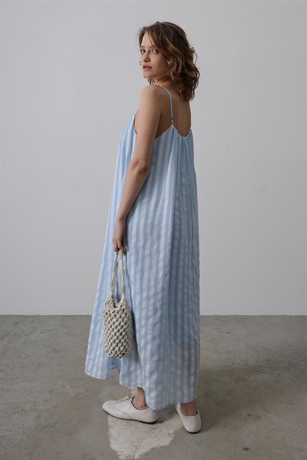 RYN Hanging Line Pattern Dress - Baby Blue - Huizen