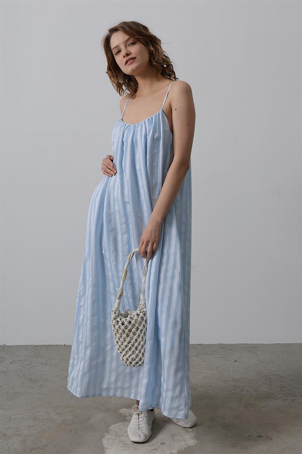 RYN Hanging Line Pattern Dress - Baby Blue - Huizen