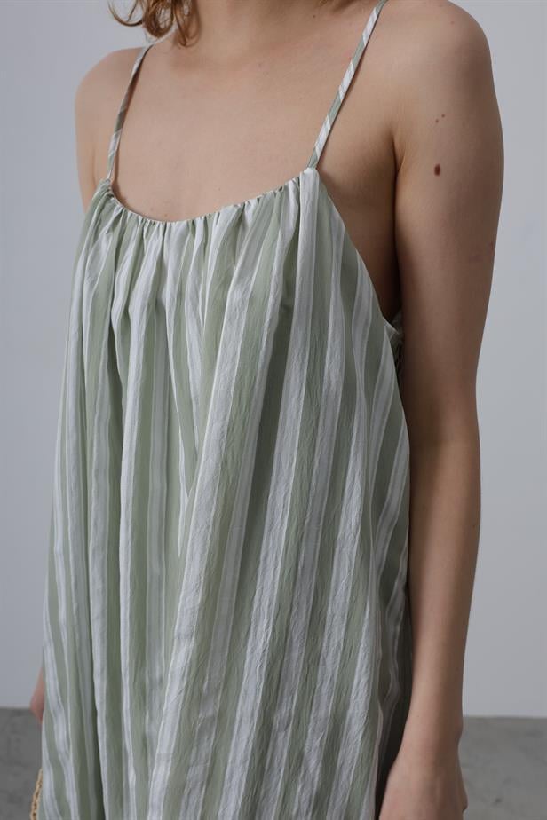 RYN Hanging Line Pattern Dress - Khaki - Gela