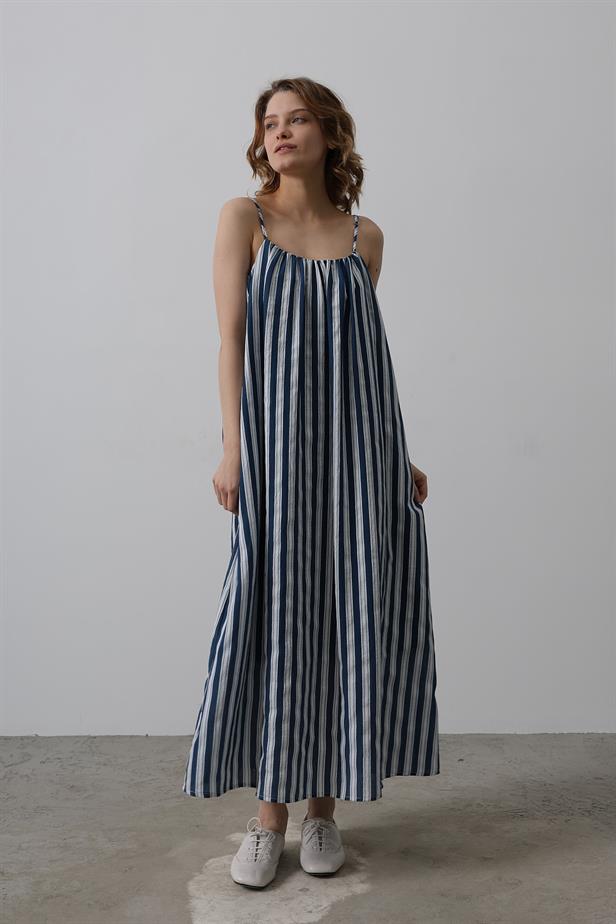 RYN Hanging Line Pattern Dress - Navy Blue - Champigny-sur-Marne