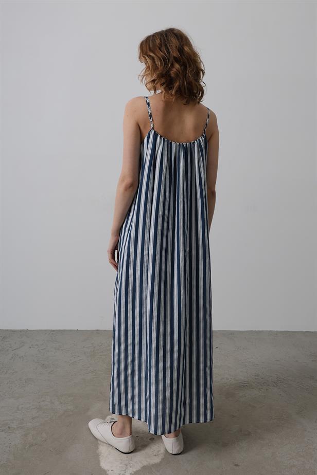 RYN Hanging Line Pattern Dress - Navy Blue - Champigny-sur-Marne