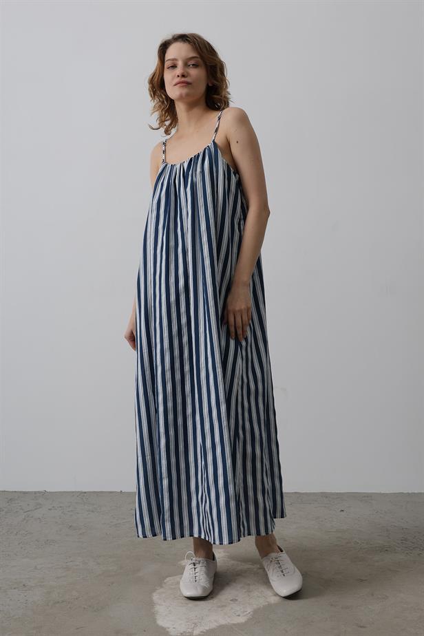 RYN Hanging Line Pattern Dress - Navy Blue - Champigny-sur-Marne