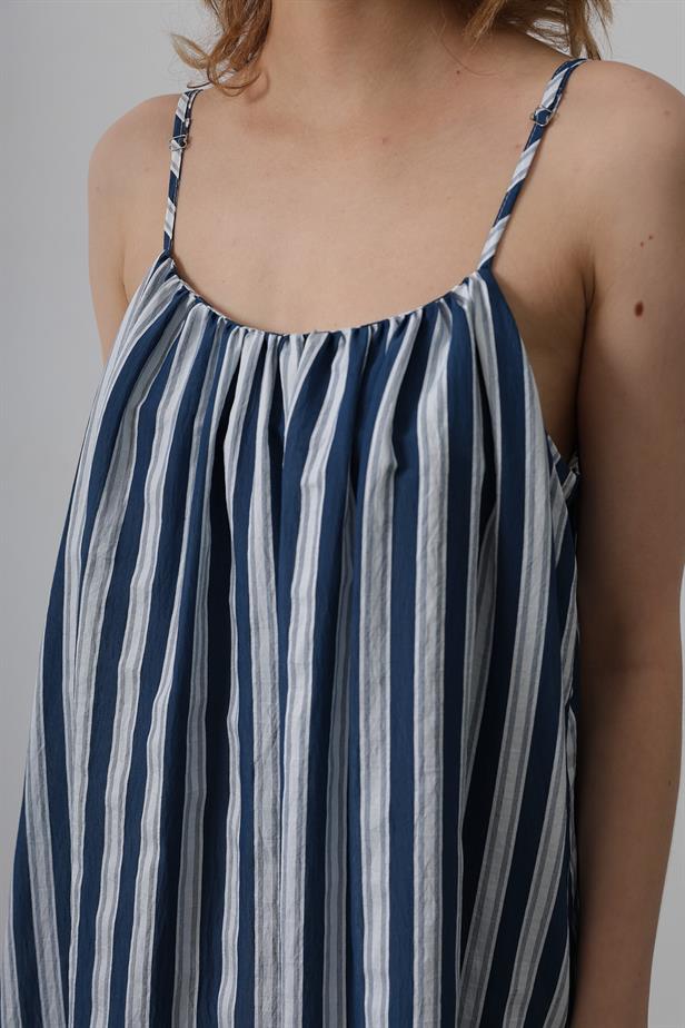 RYN Hanging Line Pattern Dress - Navy Blue - Champigny-sur-Marne
