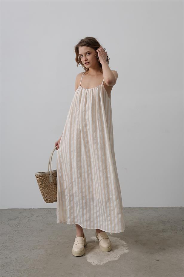 RYN Hanging Line Pattern Dress - Stone - Orangetown