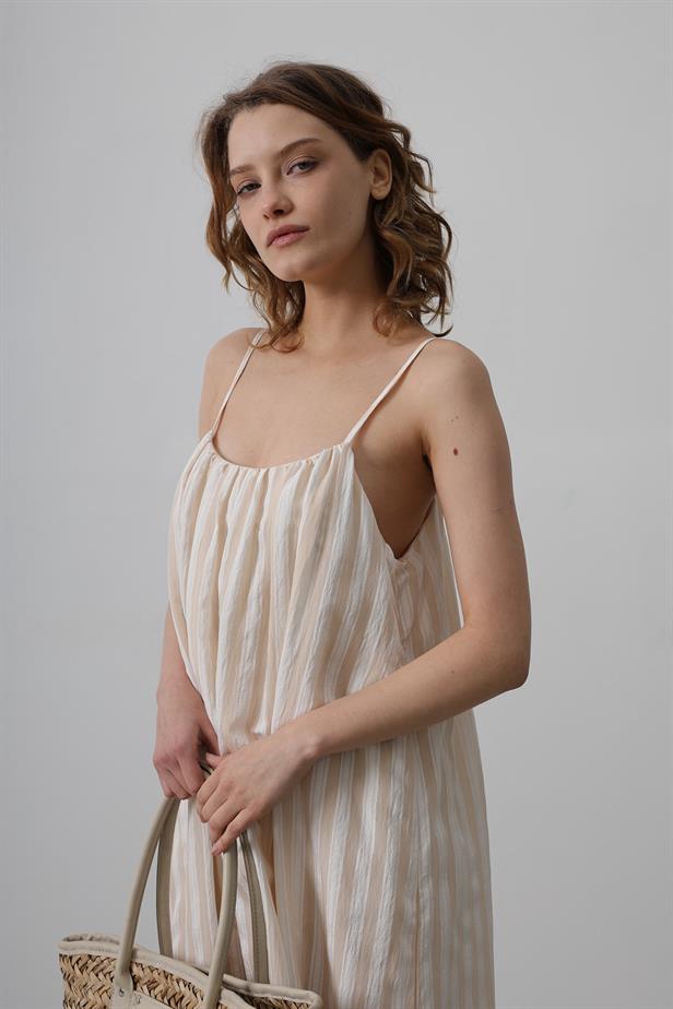 RYN Hanging Line Pattern Dress - Stone - Orangetown