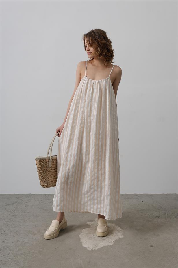RYN Hanging Line Pattern Dress - Stone - Orangetown