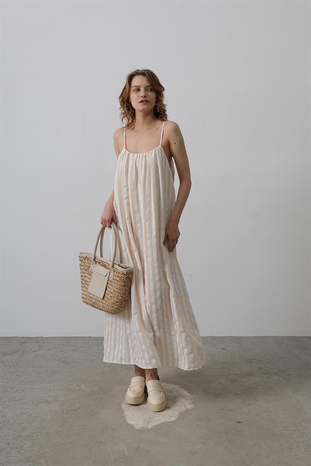 RYN Hanging Line Pattern Dress - Stone - Orangetown