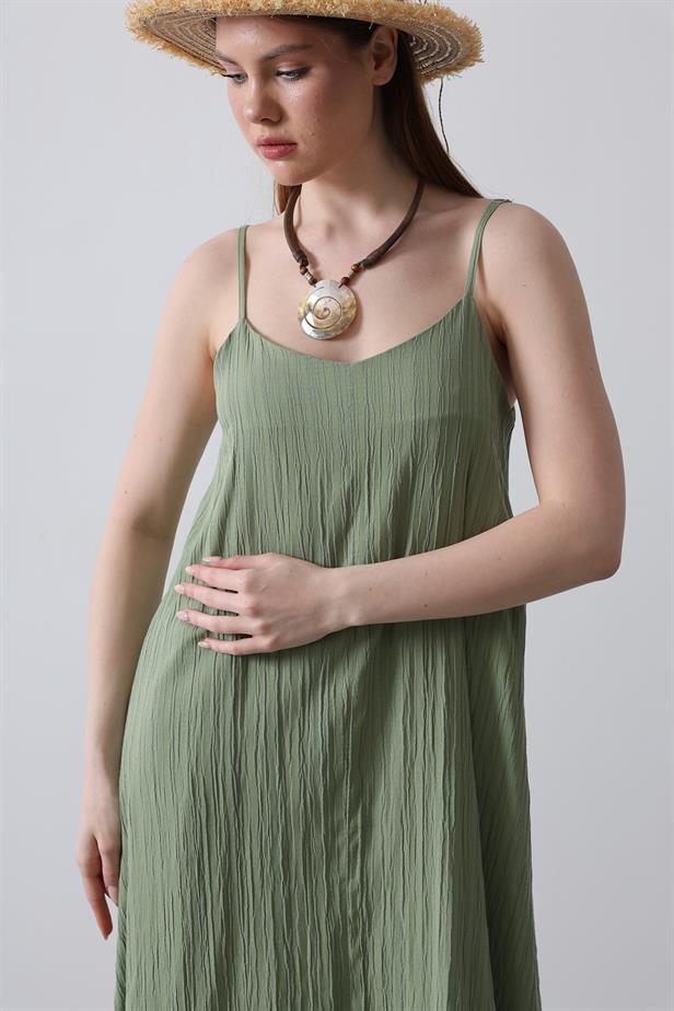 RYN Strappy Long Bell Dress - Khaki - Herne