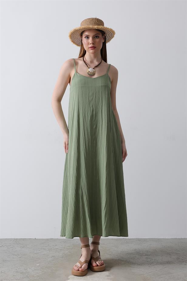 RYN Strappy Long Bell Dress - Khaki - Herne
