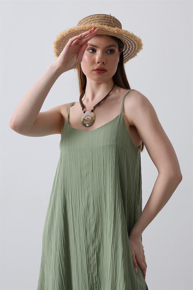 RYN Strappy Long Bell Dress - Khaki - Herne