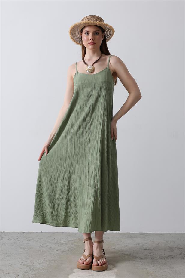 RYN Strappy Long Bell Dress - Khaki - Herne