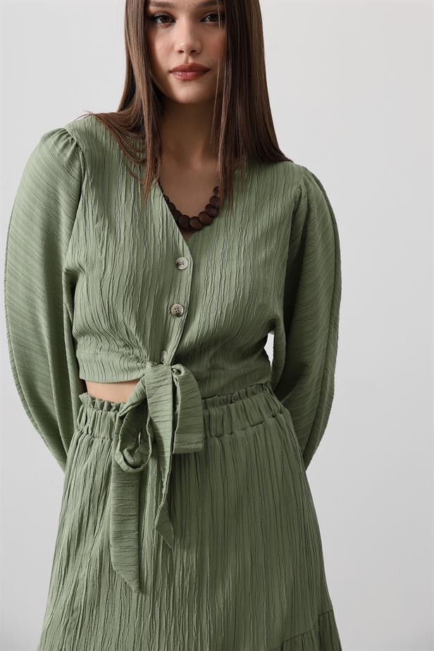 RYN Balloon Sleeve Skirt Suit - Khaki - Mankato