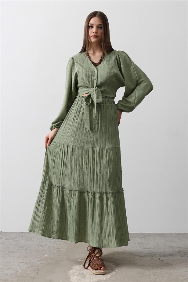 RYN Balloon Sleeve Skirt Suit - Khaki - Mankato