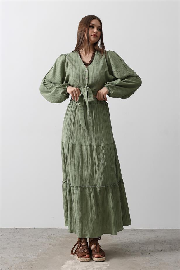 RYN Balloon Sleeve Skirt Suit - Khaki - Mankato