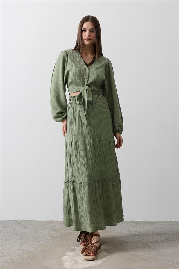 RYN Balloon Sleeve Skirt Suit - Khaki - Mankato