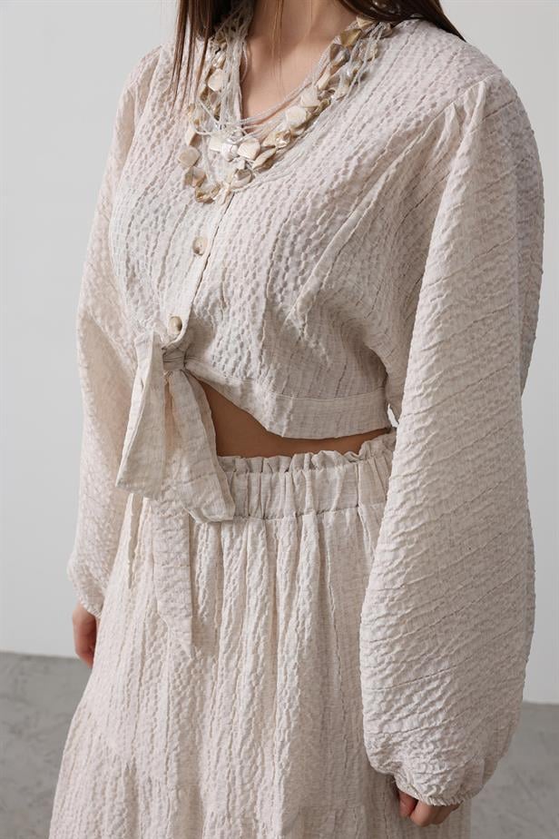 RYN Balloon Sleeve Skirt Suit - Beige - Hatfield