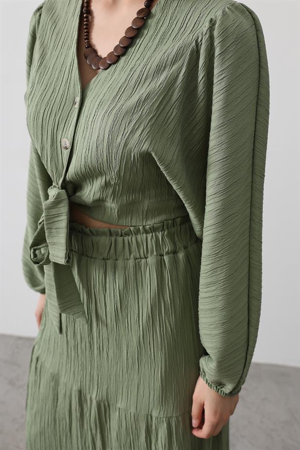 RYN Balloon Sleeve Skirt Suit - Khaki - Mankato