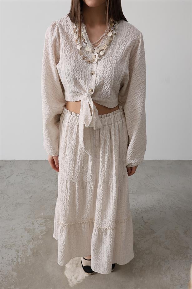 RYN Balloon Sleeve Skirt Suit - Beige - Hatfield