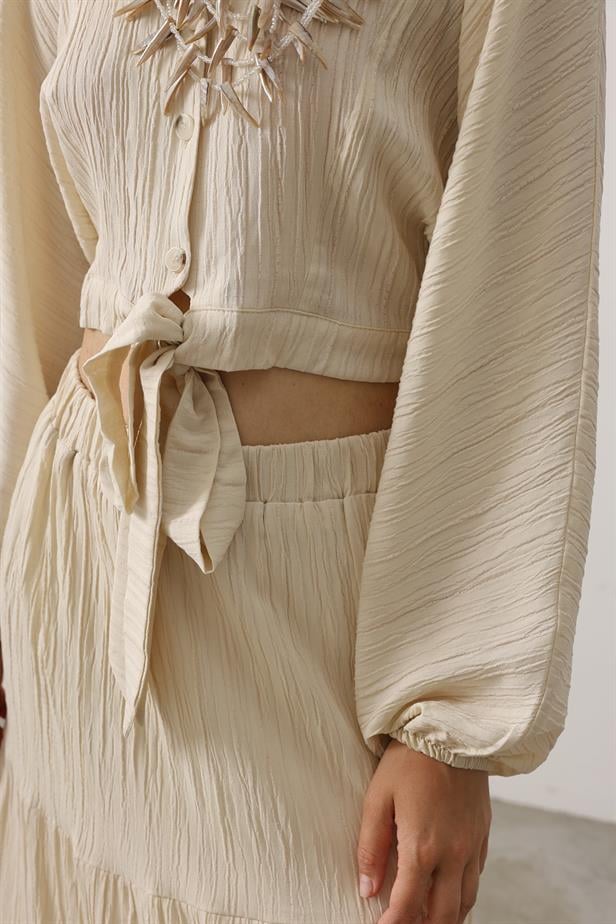 RYN Balloon Sleeve Skirt Suit - Stone - Beauvais