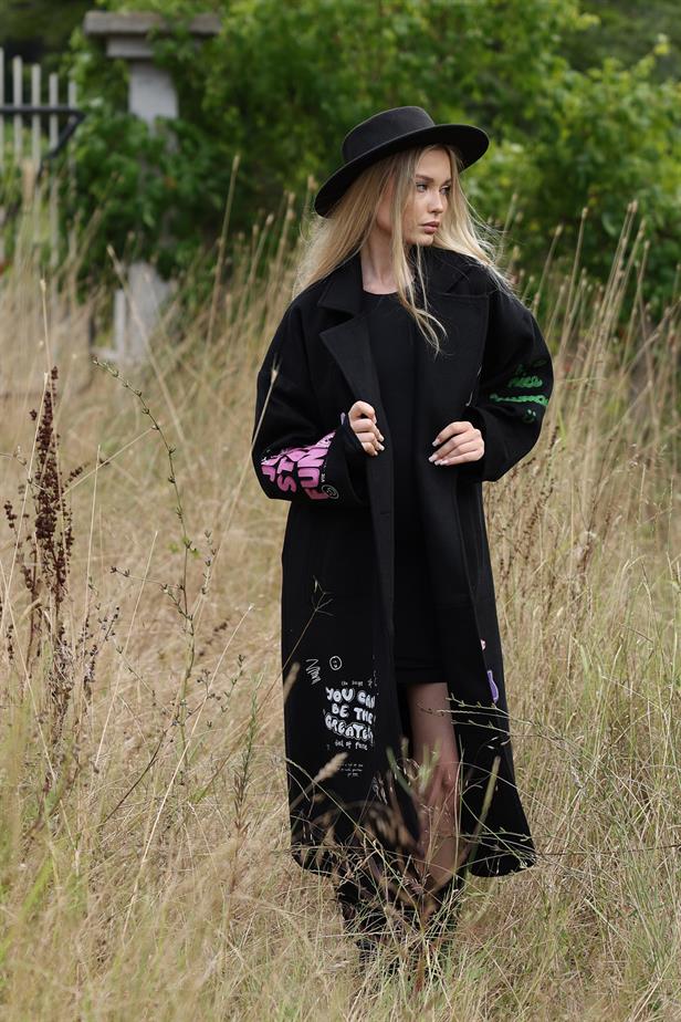 RYN Printed Long Coat - Black - Homestead