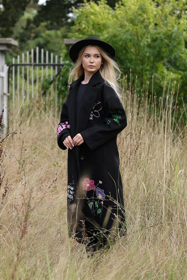 RYN Printed Long Coat - Black - Homestead