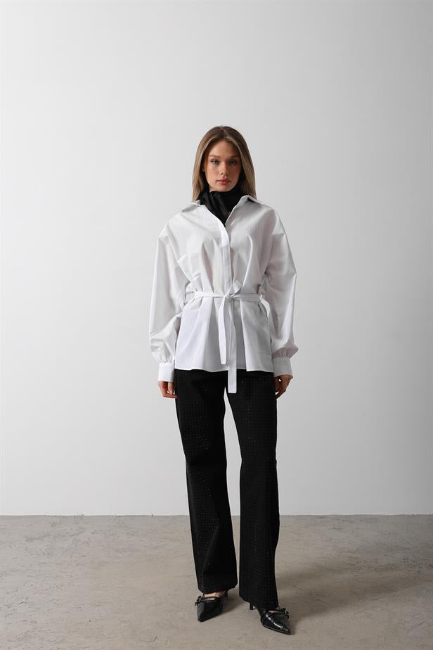 RYN Waist Detailed Shirt - White - New Haven