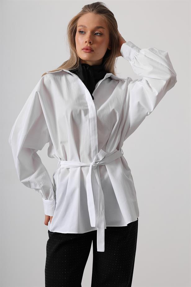 RYN Waist Detailed Shirt - White - New Haven