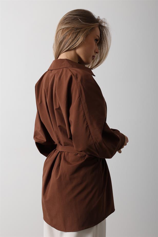 RYN Waist Detailed Shirt - Brown - Lincoln Park