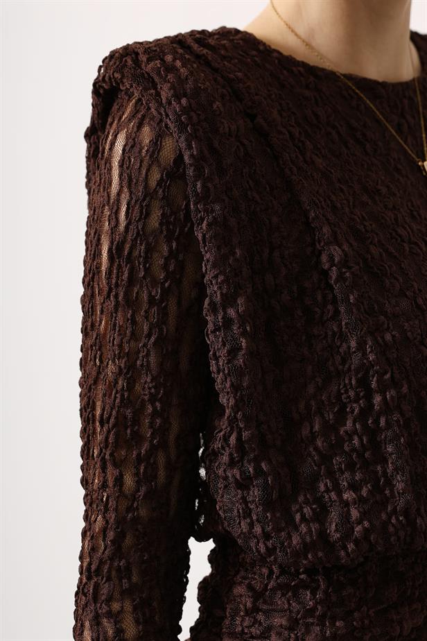 RYN DETAILED LACE MINI DRESS - Brown - Santa Cruz Xoxocotlán