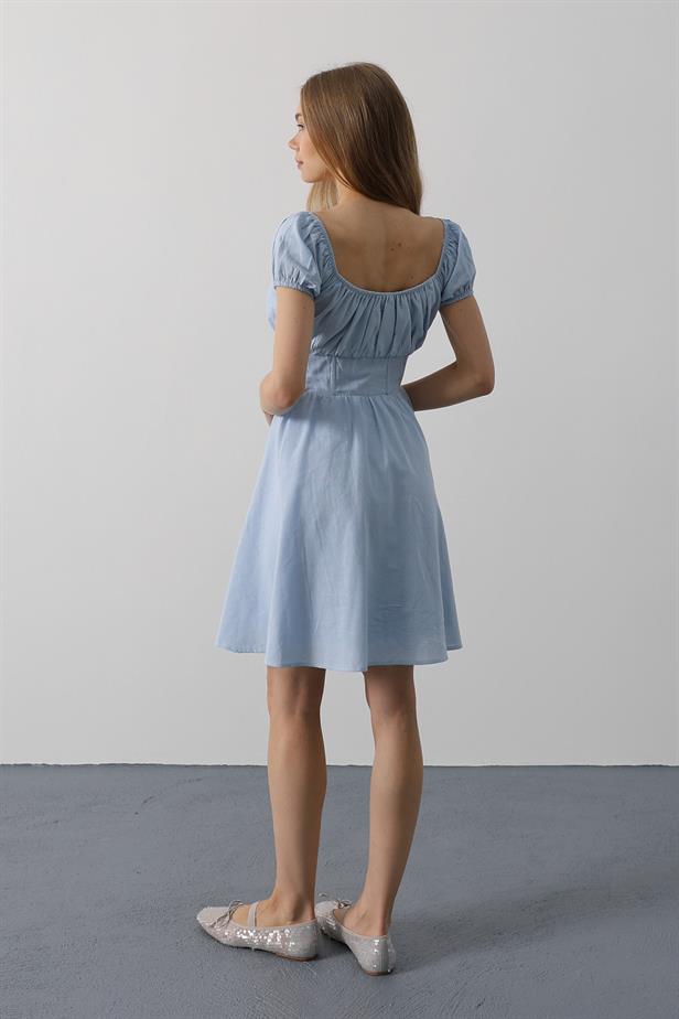 RYN Waist-Cinched Mini Dress - Baby Blue - Croydon