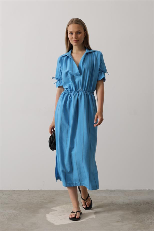 RYN Elastic Waist Dress - Blue - Corroios
