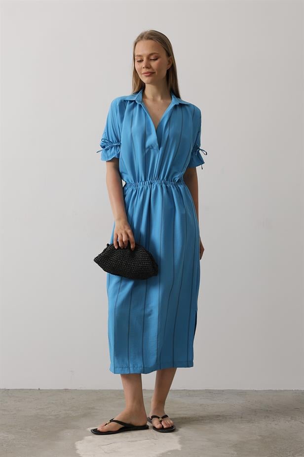 RYN Elastic Waist Dress - Blue - Corroios