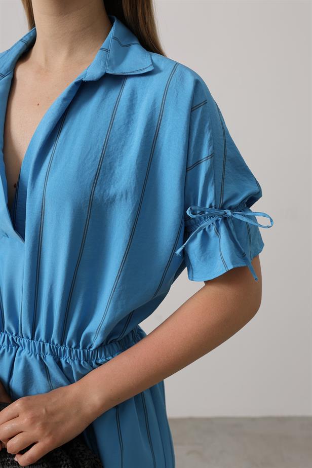 RYN Elastic Waist Dress - Blue - Corroios