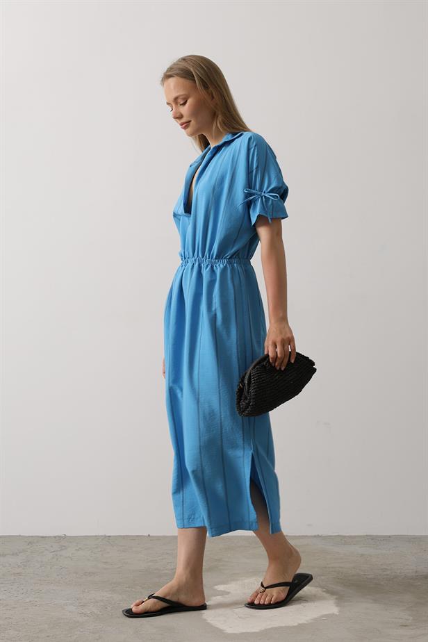 RYN Elastic Waist Dress - Blue - Corroios