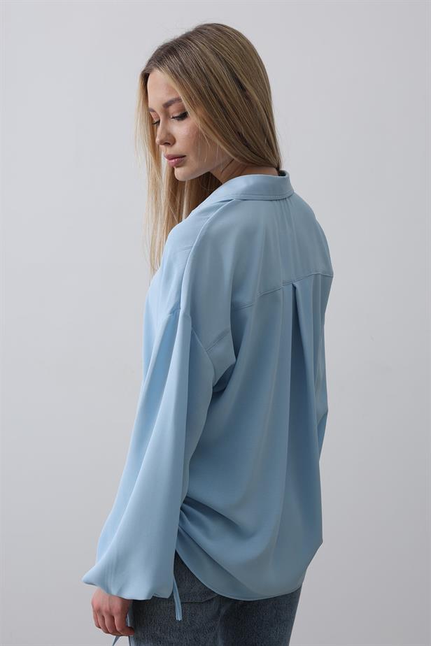 RYN Embroidered Detail Ayrubin Shirt - Blue - Sutton in Ashfield