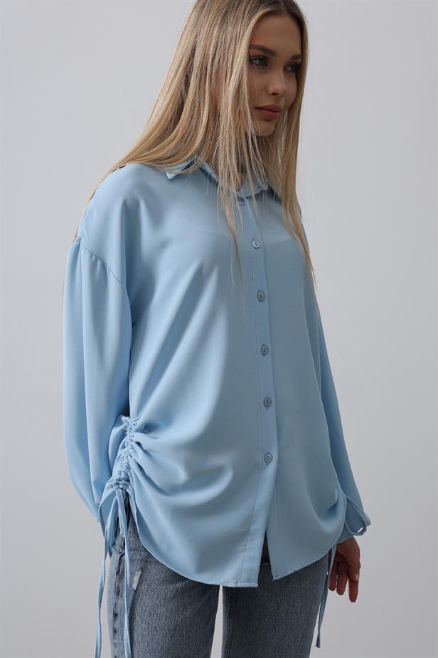 RYN Embroidered Detail Ayrubin Shirt - Blue - Sutton in Ashfield