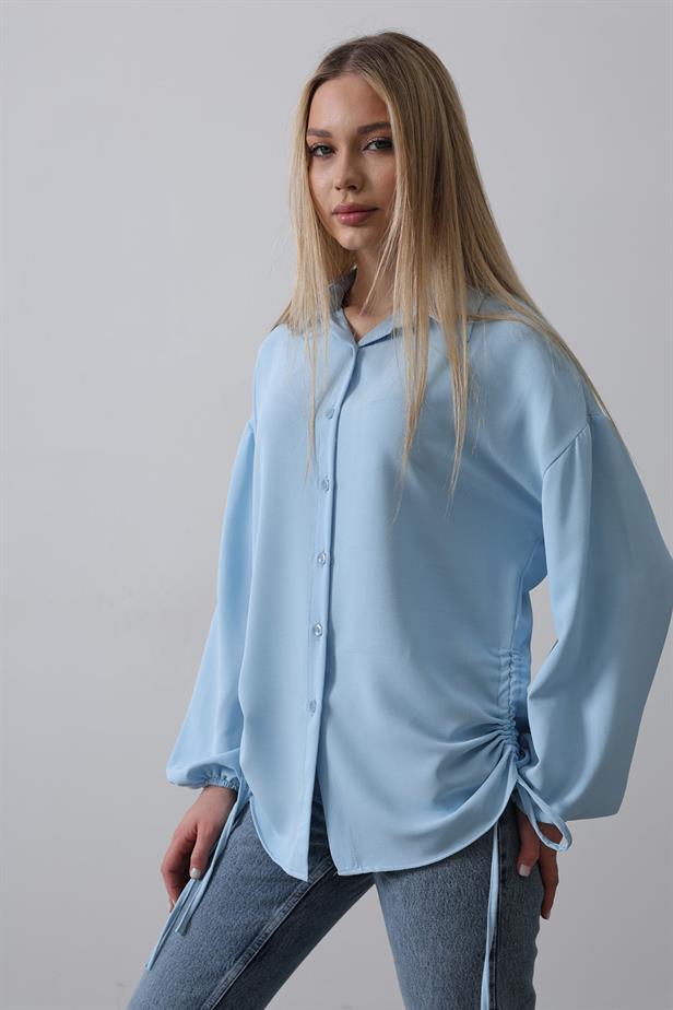 RYN Embroidered Detail Ayrubin Shirt - Blue - Sutton in Ashfield