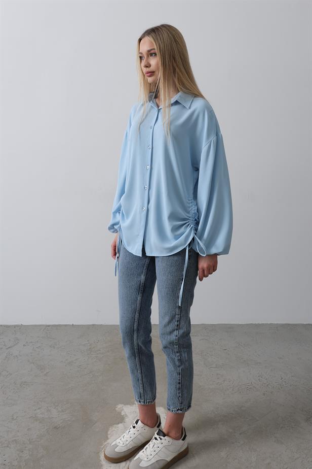 RYN Embroidered Detail Ayrubin Shirt - Blue - Sutton in Ashfield