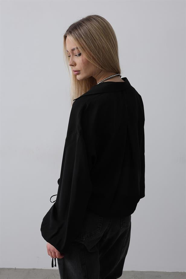 RYN Biye Detailed Ayrubin Shirt - Black - Manalapan