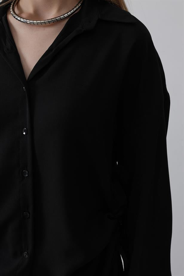 RYN Biye Detailed Ayrubin Shirt - Black - Manalapan