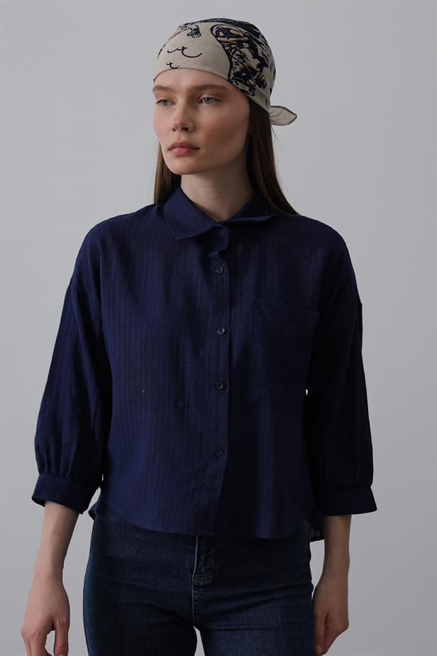 RYN Pocket Short Sleeve Shirt - Navy Blue - Maroúsi