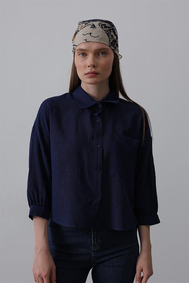 RYN Pocket Short Sleeve Shirt - Navy Blue - Maroúsi