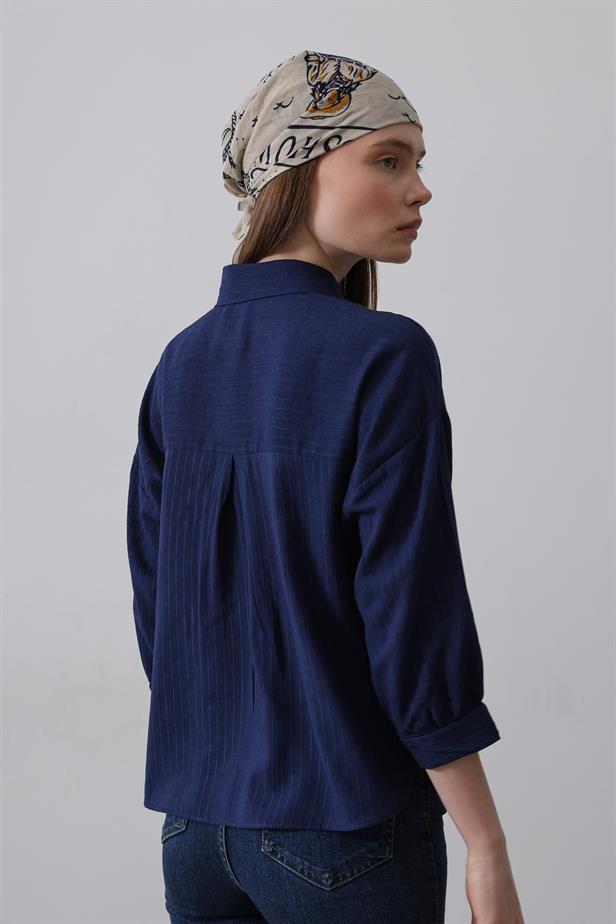 RYN Pocket Short Sleeve Shirt - Navy Blue - Maroúsi