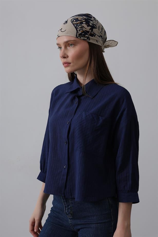 RYN Pocket Short Sleeve Shirt - Navy Blue - Maroúsi