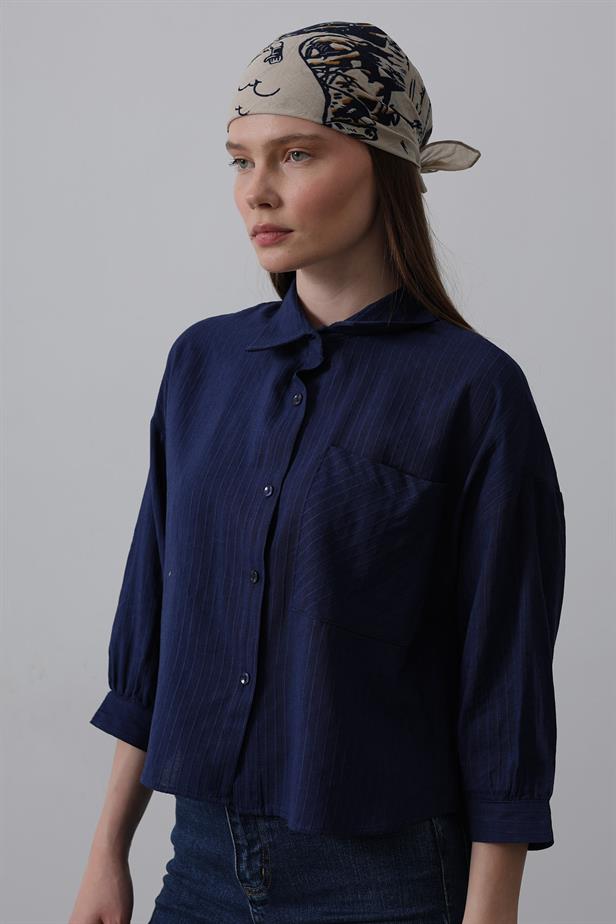 RYN Pocket Short Sleeve Shirt - Navy Blue - Maroúsi