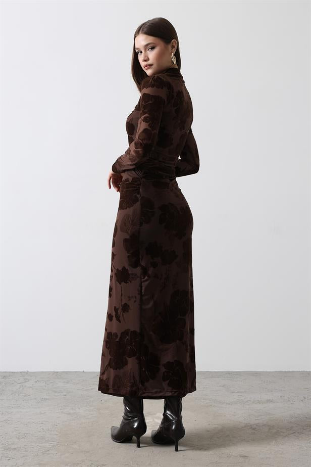 RYN Floral Pattern Tulle Dress - Brown - Montgomery Village